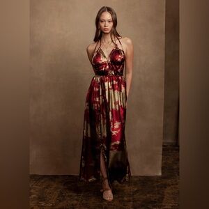 Joyfolie Red and Gold Maxi Dress